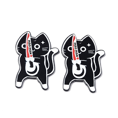 Pride Acrylic Pendants, Cat with Knife Charms