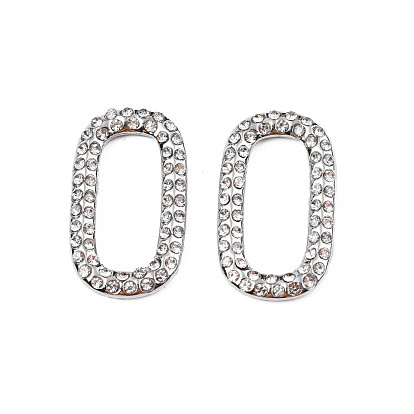 304 acier inoxydable reliant bagues, avec strass cristal, ovale