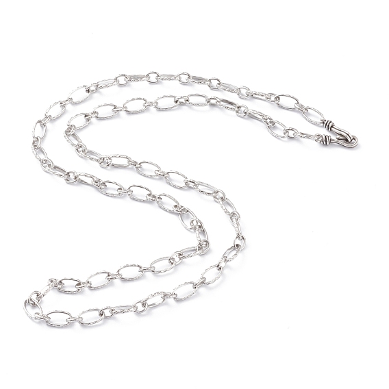 Brass Cross Chain Necklaces, with Hook and S-Hook Clasps, Long-Lasting Plated, Textured
