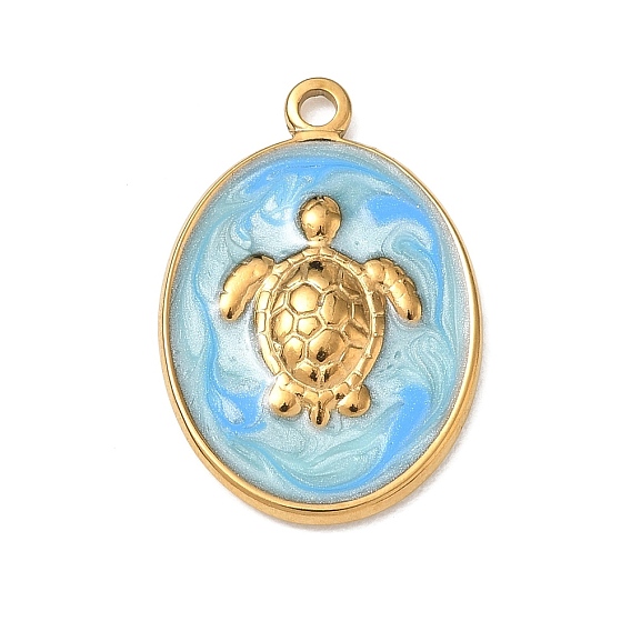 304 Stainless Steel Enamel Pendants, Turtle Charms