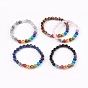Natürlichen Edelstein Stretch-Armbänder, mit Legierungsbuddhakopfbefunden, gemischte Stein- und Harzperlen