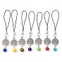 Natural & Synthetic Gemstone  Mobile Straps, with Alloy Charms, Tree of Life