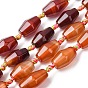 Натуральный красный агат бисер нитей, окрашенная и подогревом, двухконусные, граненые