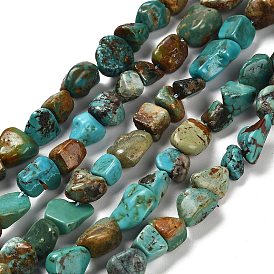 Natural HuBei Turquoise Beads Strands, Nuggets, Tumbled Stone