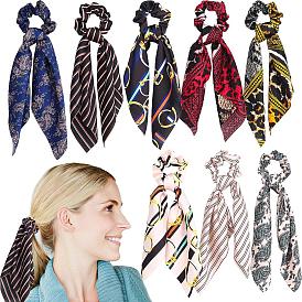 Silk Scarf Hair Tie Ponytail Holder - Exotic Style, Satin, Fabric Hair Accessories.