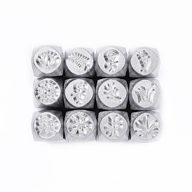 Iron Metal Stamps, for Imprinting Metal, Plastic, Wood, Leather, Mixed Plants Pattern