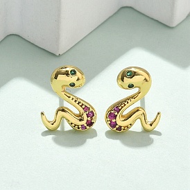 Серьги-гвоздики из латуни с микропаве из кубического циркония, без кадмия и без свинца, стойки покрытие, долговечный