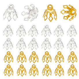 240шт. 2 цвета латунные бусины колпачки дужки, 7-лепестков цветка