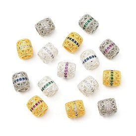 Латунные микро проложить Цирконий Европейский бисером, бусины с большим отверстием, баррель, стойки покрытие, без кадмия и без свинца, долговечный