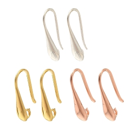 Rack Plating Brass Earring Hooks, Cadmium Free & Lead Free, Long-Lasting Plated