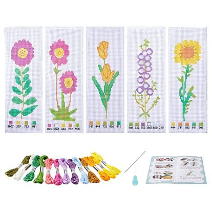 Набор для вышивки крестиком закладки своими руками, с нитками для вышивания и хлопчатобумажной тканью, иглой и нитковдевателем