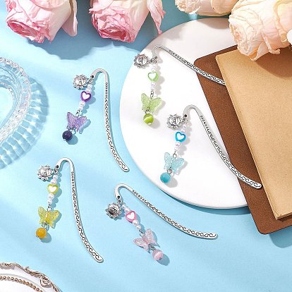 Закладки с крючками из сплава, бабочка акриловые и круглые бусины кошачий глаз подвески закладки