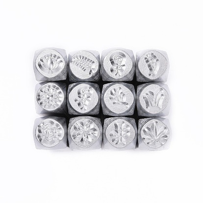Iron Metal Stamps, for Imprinting Metal, Plastic, Wood, Leather, Mixed Plants Pattern