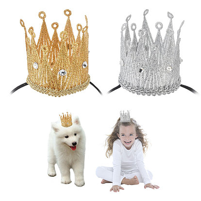 2шт 2 цвета ткань корона шляпы для вечеринок, с эластичной нитью, подарки на день рождения, товары для вечеринки по случаю дня рождения девочки