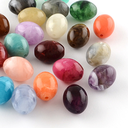 Oval Imitation Gemstone Acrylic Beads, 20x15mm, Hole: 2mm, about 170pcs/500g
