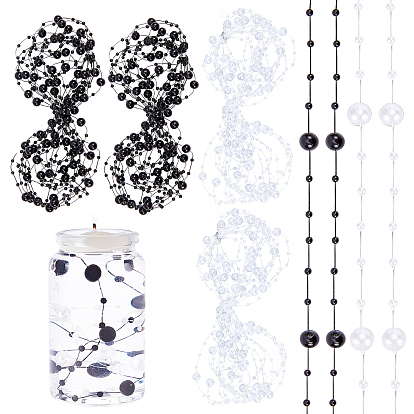 2 Bags 2 Colors Plastic Bead Garland Strand, Great for Door Curtain and Wedding Decoration DIY Material, Round