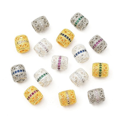 Латунные микро проложить Цирконий Европейский бисером, бусины с большим отверстием, баррель, стойки покрытие, без кадмия и без свинца, долговечный