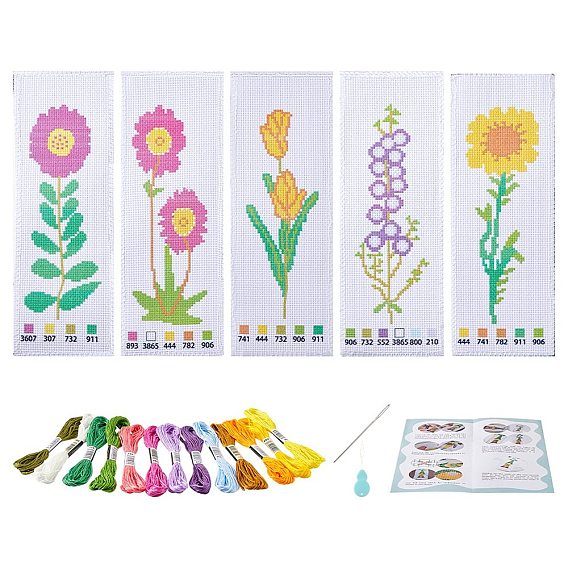 Набор для вышивки крестиком закладки своими руками, с нитками для вышивания и хлопчатобумажной тканью, иглой и нитковдевателем