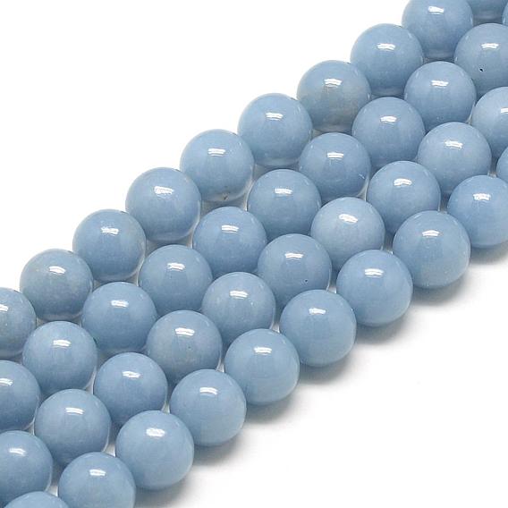 Natural Angelite Beads Strands, Anhydrite Beads, Round