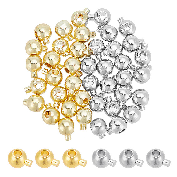 40 шт. 2 цвета латунных обжимных бусин, круглые
