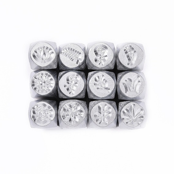 Iron Metal Stamps, for Imprinting Metal, Plastic, Wood, Leather, Mixed Plants Pattern