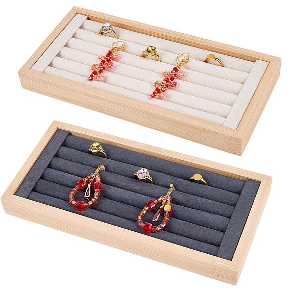 2 шт. 2 цвета прямоугольные деревянные подносы с бархатной обивкой для колец, для держателя-органайзера для колец