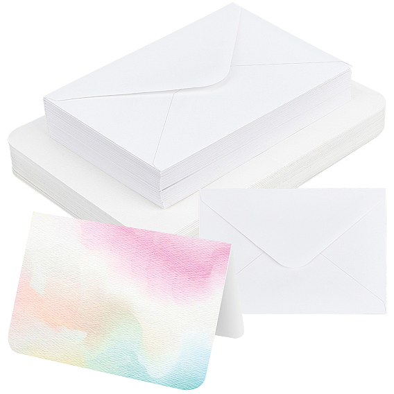 50 шт. пустые поздравительные открытки из древесной целлюлозы и хлопка, с конвертом, прямоугольные