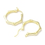 Rhodium Plated 925 Sterling Silver Hoop Earrings, Bamboo Joint, with S925 Stamp