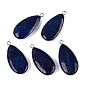 Naturales lapis lazuli teñidos colgantes, dijes de latón con forma de lágrima y bisel, Platino