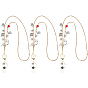 3Pcs 304 Stainless Steel Necklaces, with ABS Plastic Retractable Badge Holders and Alloy Pendants
