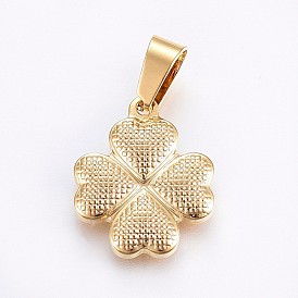 304 Stainless Steel Pendants, Four Leaf Clover
