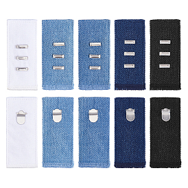 10шт. 5цветов хлопковый регулируемый удлинитель талии для джинсов, швейные застежки для аксессуаров к одежде, фурнитура из нержавеющей стали , прямоугольные