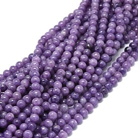 Natural Lepidolite/Purple Mica Stone Beads Strands, Round