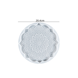 Moules en silicone de tapis de tasse de bricolage, moules de dessous de verre, moules de résine, plat et circulaire avec fleur