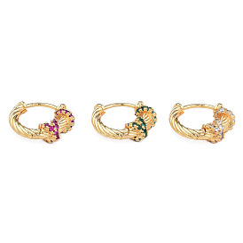 Cubic Zirconia Chunky Hoop Earrings, Golden Brass Jewelry for Women, Nickel Free