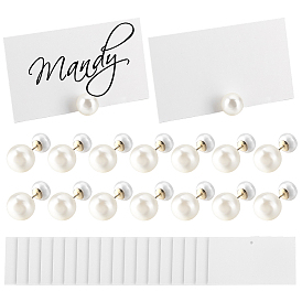 7 пары круглых серег-гвоздиков из пластика и железа с имитацией жемчуга, золотые, с 14шт. гайками-гвоздиками из искусственного жемчуга из АБС-пластика и 40шт. прямоугольными бумажными пустыми досками