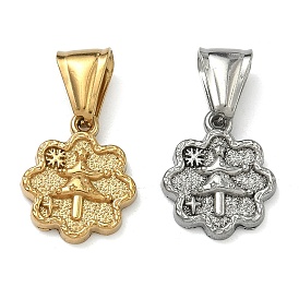 Рождественские 304 подвески из нержавеющей стали, цветок с рождественской елкой и подвеской в виде снежинки