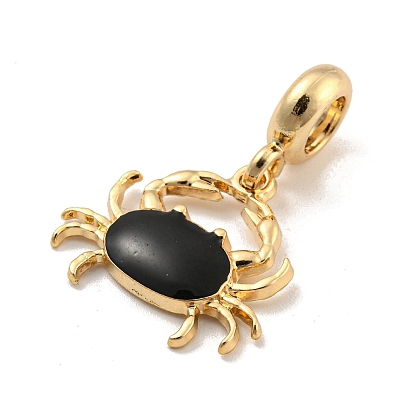 Rack Plating Alloy Enamel Crab European Dangle Charms, Large Hole Pendants, Golden, Cadmium Free & Nickel Free & Lead Free