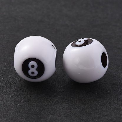 Opaque Acrylic Beads, Round with Number 8