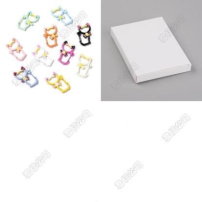 20Pcs Spray Painted Alloy Spring Gate Rings, Cat Shape