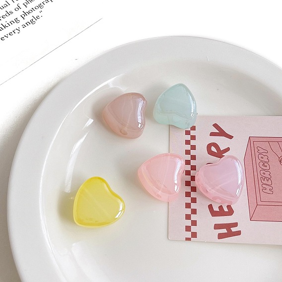 Непрозрачные акриловые бусины, сердце