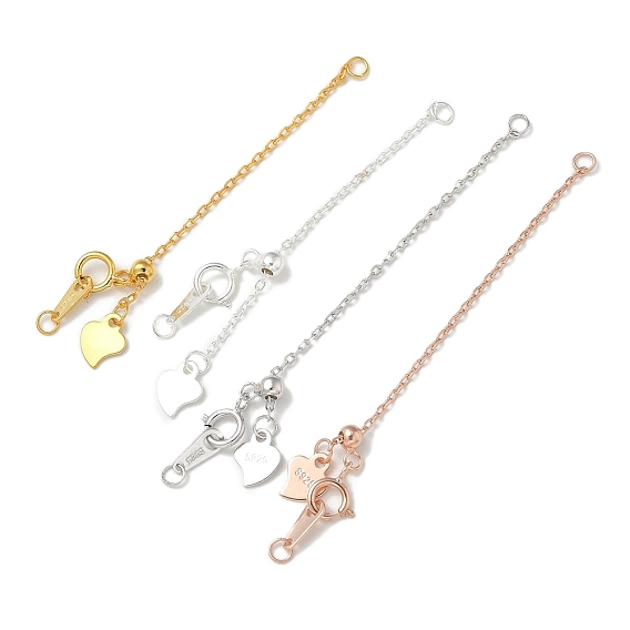 S925 удлинитель цепи из стерлингового серебра, концевые цепи, сердце