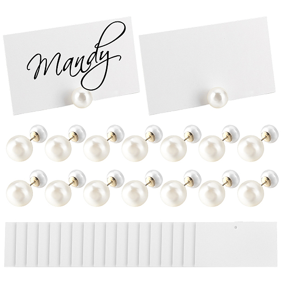 7 пары круглых серег-гвоздиков из пластика и железа с имитацией жемчуга, золотые, с 14шт. гайками-гвоздиками из искусственного жемчуга из АБС-пластика и 40шт. прямоугольными бумажными пустыми досками