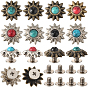24 наборы 8 стильные кнопки из цинкового сплава, с синтетической бирюзой и железными винтами, для кошелька, , украшение кожаных ремесел, хризантема