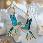 Alloy Enamel Bird Dangle Earrings for Women, Golden
