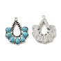 Retro Alloy Pendants, with Synthetic Turquoise, Teardrop Charms