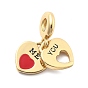 Покрытие стойки латунь красная эмаль европейские подвески, подвески с большим отверстием в форме сердца, без кадмия и без свинца, долговечный