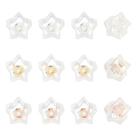 36 шт 3 цвета силиконовые гайки для ушей, спинки для серьги, с латунной фурнитурой , звезда, без кадмия, без никеля и без свинца