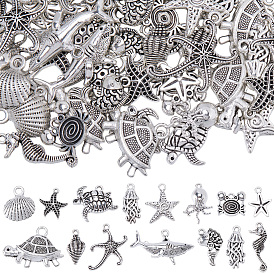 60 подвески из цинкового сплава в тибетском стиле, морские животные амулеты, разнообразные