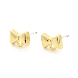 Alloy Stud Earrings Findings, with 925 Sterling Silver Pins and Loops, Bowknot